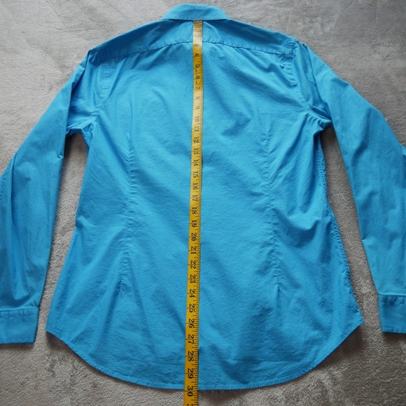 1MX Express Shirt Mens Medium Blue Button Up Long Sleeve Extra Slim Fit - Picture 10 of 12